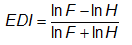 Equation for extremal dependence index